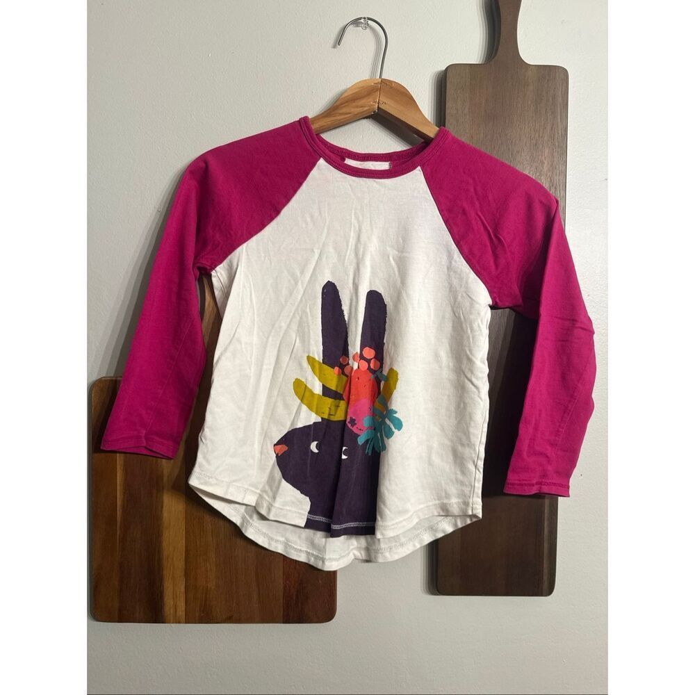 Tea Collection Pink White Purple Fruit Bunny Print Long Sleeve‎ T-Shirt Size 8